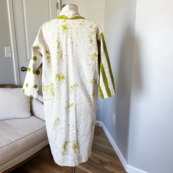ELIZABETH SUZANN CLYDE JACKET TRENCH HANDPAINTED UPCYCLED COTTON CANVAS XXS/XS - Picture 2 of 14